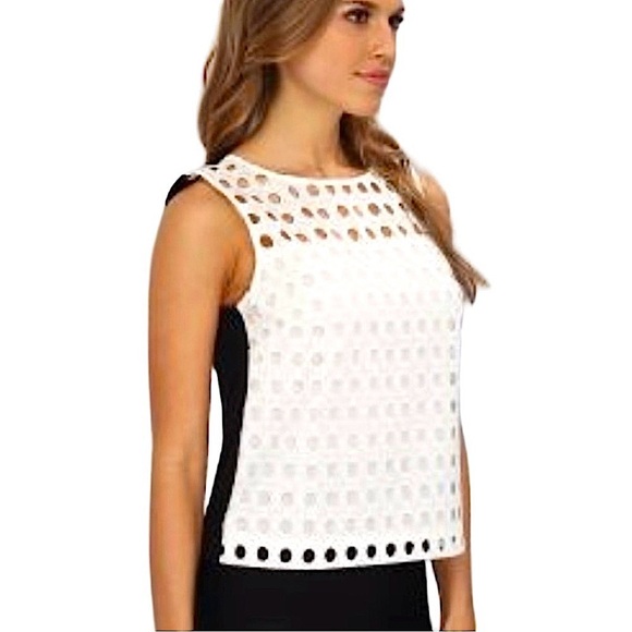 Bailey 44 white lace black back top s EUC - Picture 4 of 8